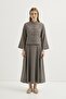 Hakim Yaka Britli Modal Shirt Skirt Set Mink