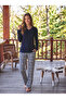 Navy Blue Color Patterned Women's Pajama Set