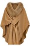 Women's warm cape 168x128x78cm fur collar front-open winter. - 2