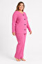 Plus size ribbed knit seasonal pink pajama set - 4