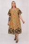 Plus Size Lined Cotton Printed A-Line Dress - 3