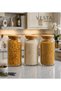 3 Pieces of Airtight Natural Bamboo Glass Jars with Lids - Set of 3 Multi-Purpose Jars - 1420 ml - 3