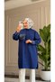 6594 - Stylish Comfortable Sleeve Cuff and Pocket Stone Detailed Woven Soft Fabric Women's Poplin Shirt-Tunic - 2