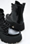 Belavelle Black Patent Leather Women's Daily High-Top Lace-Up Zippered Boots - 5