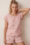 Powder Flower Patterned Bürümcük-Krınkıl Shorts Pajama Set 26120175