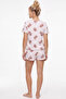 White Large Floral Print Bowknot Ribbed Camisole Knitted Shorts Set 26120053 - 3