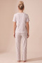 Stone-Colored Floral Patterned Cotton Ribbed Camisole Knitted Pajama Set 26120402 - 3