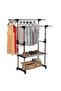 Heavy Duty Clothes Rack with Wheels, Adjustable 85–140 cm Width, 150 cm Height and 42 cm Depth, Double Hanging Rods, Strong 25 mm Metal Frame, Multi-Level Storage Shelves for Clothes, Shoes, Bags and - 4