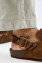 Alba Women's Leather Laceless Tan Sabo Slippers - 5