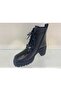 Genuine Leather & Patent Leather Lace-Up Zippered Boots Women's Shoes - 3
