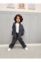 Children's 100% Cotton Compact Combed Parachute Fabric Zippered Tracksuit Set - Side Stripe Detail Bottom and Top Set - 2