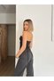Women's Black Strapless Sweetheart Neck Lace-Up Corset Look Crop Blouse - 4