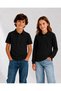 Girls & Boys Unisex Black 100% Cotton Polo Collar Long and Short Sleeve 2-Piece T-Shirt - 3
