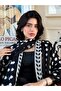 طقم عباءة مزين بنقاط البولكا دوت مع تطريز دانتيل (يشمل غطاء الرأس) - 5
