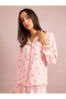 Pink Checked Cherry Print Long Sleeves Shirt and Pants Pyjama Set - 2