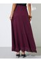 Women Burgundy A-Line Maxi Skirt with Fringe Hem - 5
