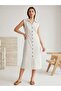 Women's Shirt Collar Sleeveless Buttoned Midi Dress