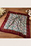 Burgundy Tile Patterned Square Scarf – Patterned Women's Scarf - 2