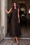 Women's Scarf Belt Detailed Parachute Skirt Bitter Brown Sleeveless Long Length Flexible Viscose Dress - 2
