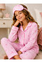 Patterned Long Sleeve Buttoned Front Shirt Collar Girls' Pajama Set and Eye Patch - 3