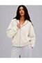 Women's Hooded Zippered Star Detailed Oversize Hoodie Cardigan - 2
