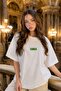Women's Oversize T-Shirt Libra Printed White – Crew Neck, Comfortable Fit, 100% Cotton - 2