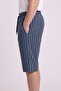 Men's Navy Blue White Striped Combed Modal Capri - 3