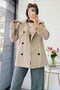 Premium Windbreaker Detailed Belted Women's Trench Coat - Stone - 3