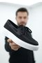Zrc2602 - Premium Knitwear Men's Lace-Up Loafer Black White - 2