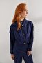 Buckle Detailed Long Sleeve Double Suit Set Navy Blue - 4