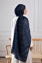 Ethnic Floral Patterned Soft Shawl Midnight Blue