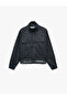 Cotton Comfortable Fit Pocket Detailed Buttoned Stand Collar Long Sleeve Denim Jacket