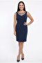 Women's Tulle Detailed Lined Plus Size Crepe Dress
