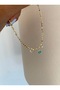 Fd Vip Gold Blue Stone & Pendant Zircon Detailed Tarnish-Resistant Steel Stylish Anklet