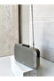 Silver Gray Lame Striped Laser Patterned Women's Evening Dress Bag Wedding Engagement Graduation - 3