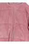 Pink Stand Collar Velvet Girls' Puffer Coat - 3