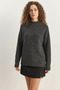Women's Crew Neck Raglan Sleeve Knitted Patterned Soft Textured Knitwear Anthracite Sweater - 3