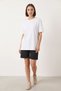 Women's Crew Neck Short Sleeve Beaded Stone Printed Loose t Shirt White - 6
