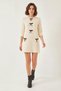 Women's Bow Detailed Knitwear Ecru Dress - 3