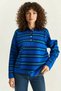 Women's Polo Collar Striped Knitwear Cobalt Blue Sweater - 3