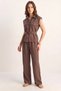 Women's Padded Belt Detailed Pocketed Vest with Elastic Waist Modal Cocoa Set - 4