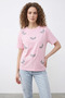 Women's Bead Stone Embroidered Dragonfly Patterned Comfortable Fit t Shirt Candy Pink - 2