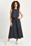 Women's Thick Strap Blouse Elastic Waist Skirt Modal Smoked Suit - 2