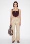 Women's Polka Dot Mini Bell Mid Waist Denim Trousers Beige Brown