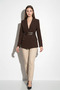 Women's Classic Double Belt Detailed Lined Blazer Bitter Brown Jacket - 3