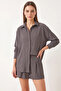Women's Off-Shoulder Oversize Basic Wrinkled Smoked Shirt - 7