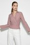 Women's V-Neck Knot Detailed Striped Waist Fitted Red Shirt - 4
