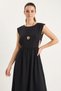 Women's Long Black Dress with Side Band Detail - 5