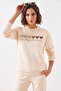 Women's Colorful Heart Printed Beige Sweatshirt - 5