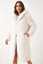 Women's Long Fur-Lined Ecru Coat - 6